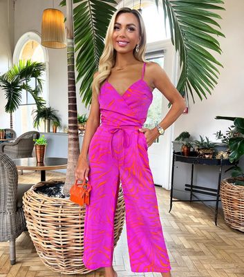 AX Paris Pink Wrap Strappy Jumpsuit New Look