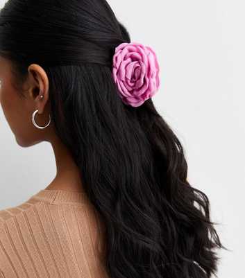 Pink Flower Corsage Hair Claw Clip