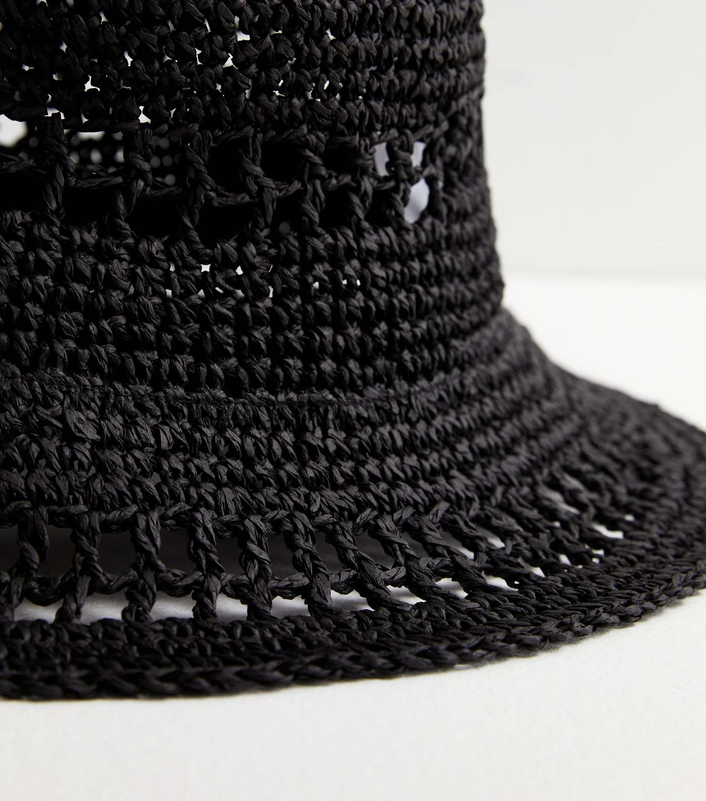 Black Straw Crochet Bucket Hat Image 3