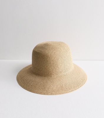 Stone Straw Effect Packable Bucket Hat New Look