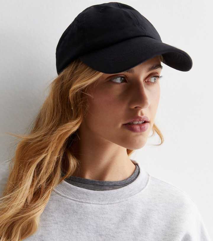 Black Plain Cotton Cap 