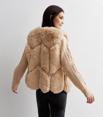 Light beige clearance faux fur coat