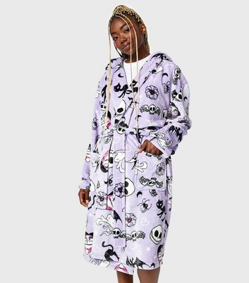 Skinnydip Lilac Disney Nightmare Before Christmas Print Dressing Gown New Look