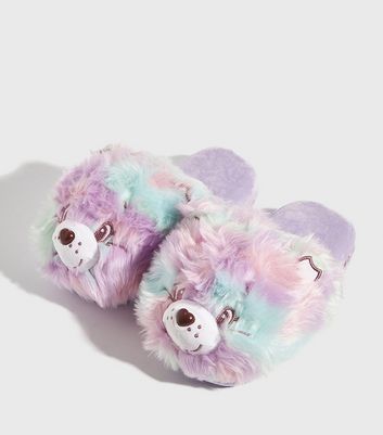 Multi coloured fluffy online slippers