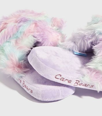 Skinnydip Multicoloured Faux Fur Care Bears Slippers New Look