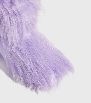 Skinnydip Lilac Fluffy Slipper Boots New Look