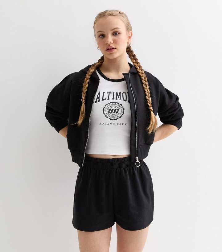 Girls Black Jogger Shorts