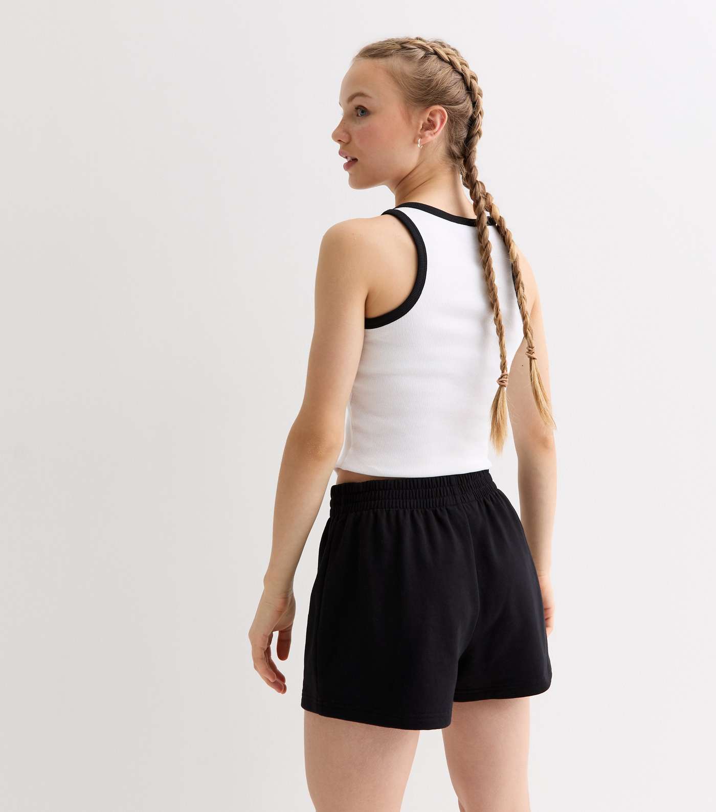 Girls Black Jogger Shorts Image 4