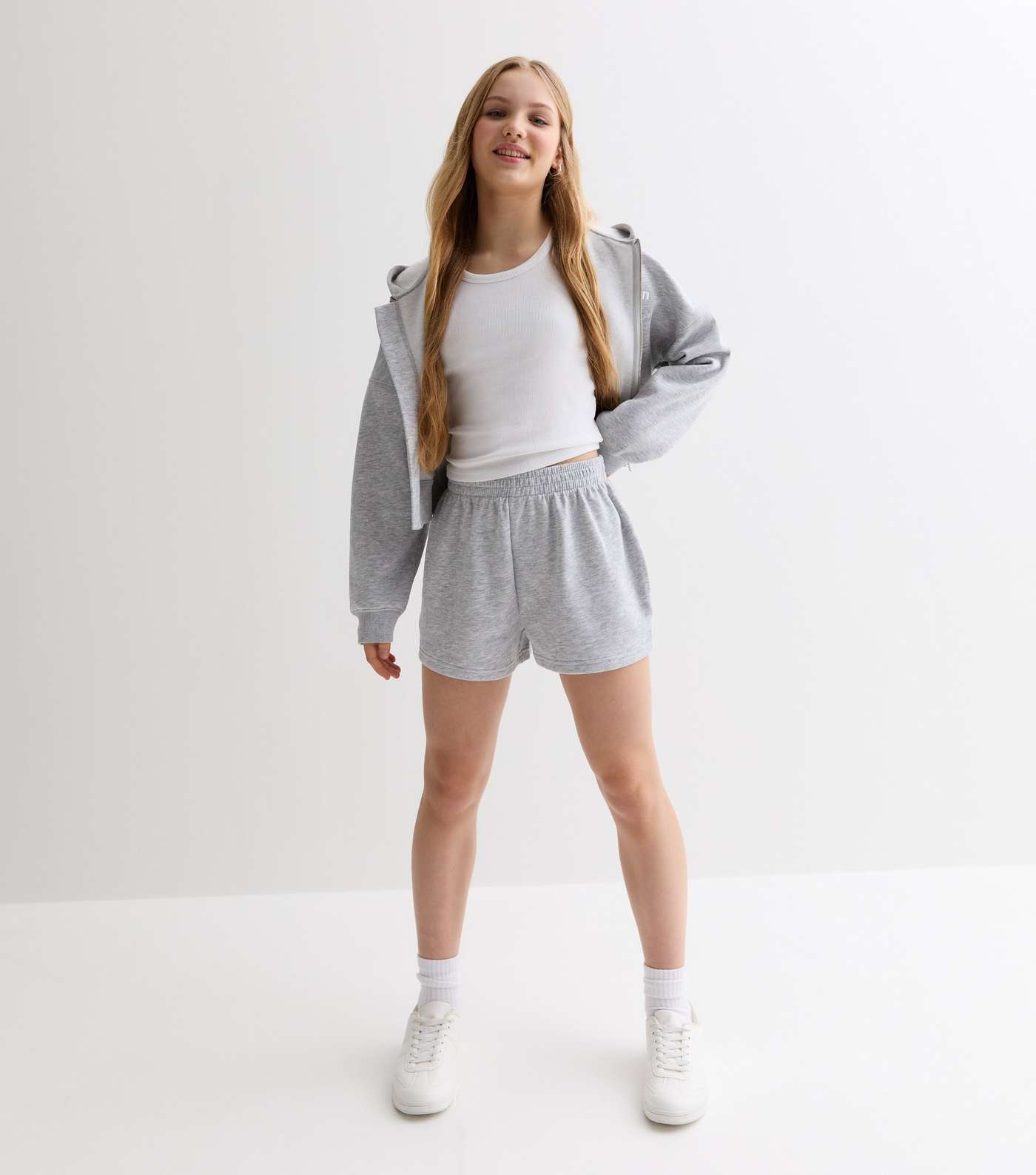 Girls Grey Jogger Shorts Image 3