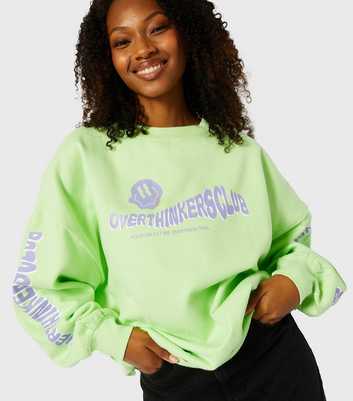 Skinnydip Light Green Overthinkers Club Logo Oversized Sweatshirt