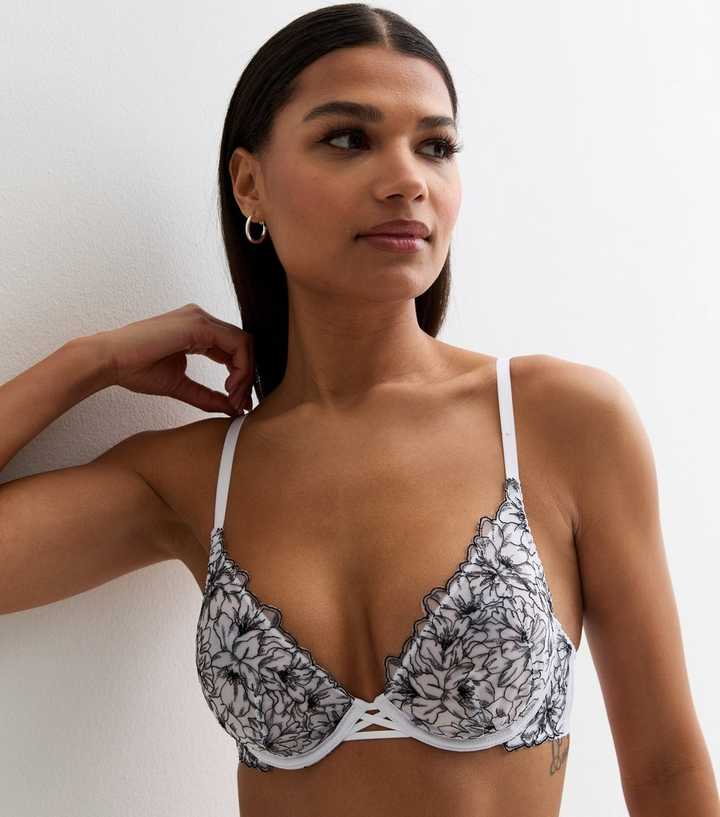 Buy Ditsy Floral Non Pad Plunge Embroidered Bra from Next Luxembourg