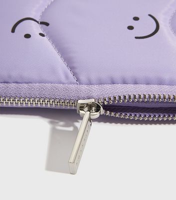 Skinnydip Lilac Happy Face Puffy Laptop Case New Look