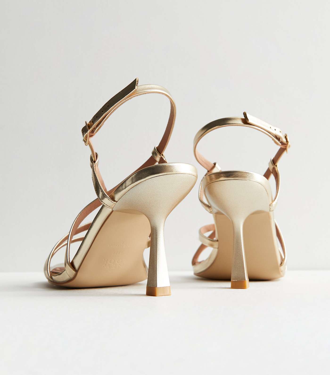 Extra Wide Fit Gold Strappy Stiletto Heel Sandals Image 5