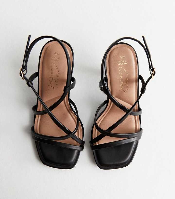 extra wide black sandals