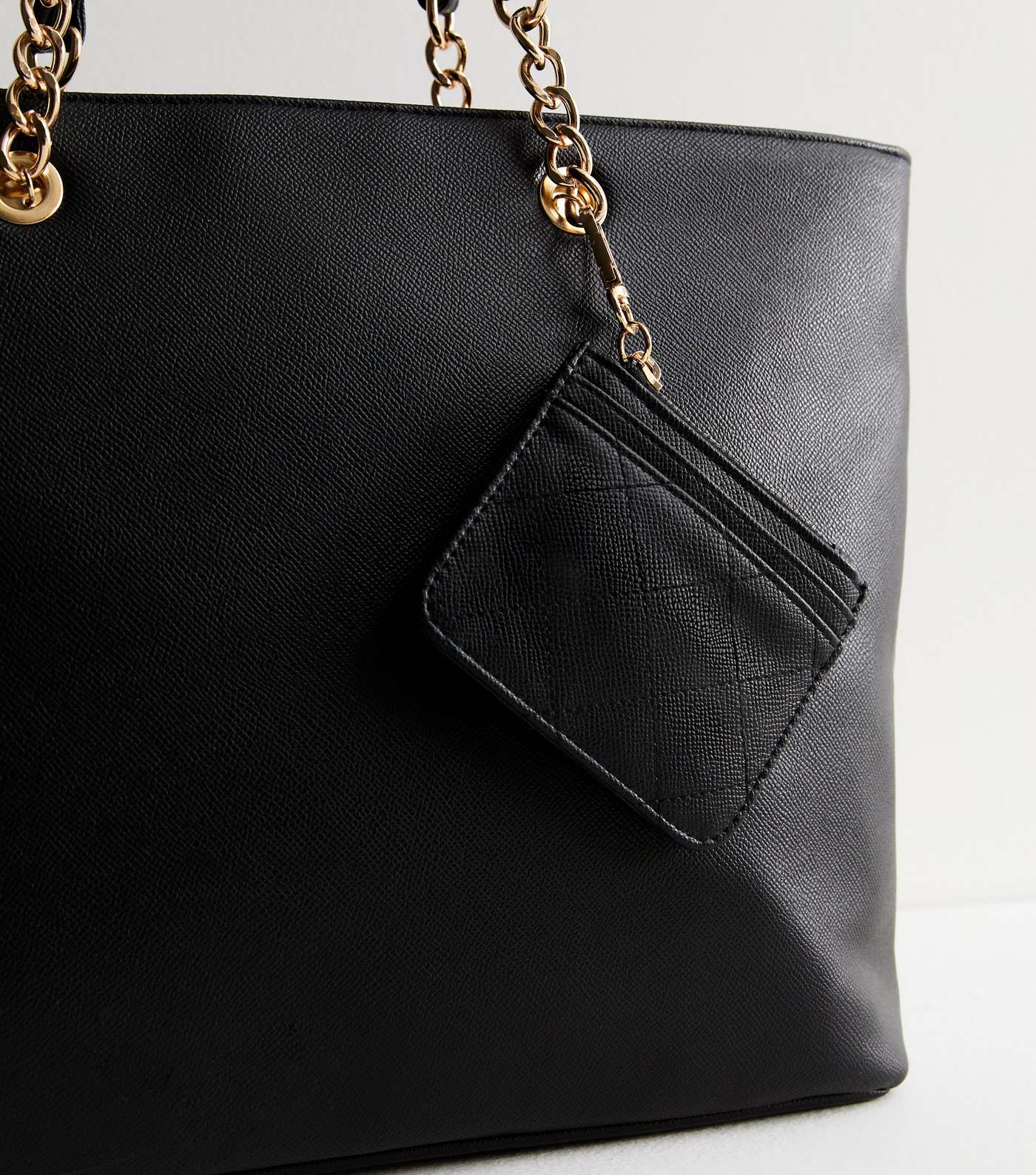 Black Leather-Look Tote Bag and Card Holder Image 3