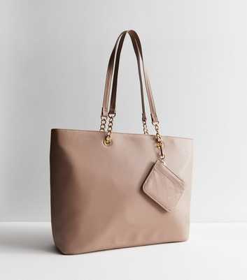 Camel Leather-Look Tote Bag and Card Holder