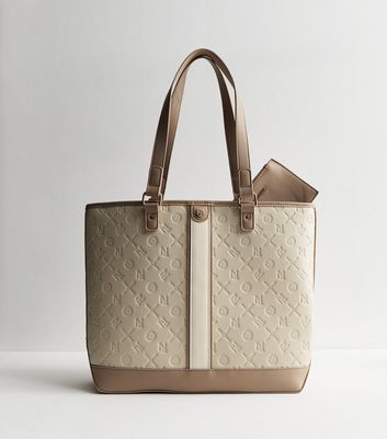 Stone Leather-Look Embossed Tote Bag New Look