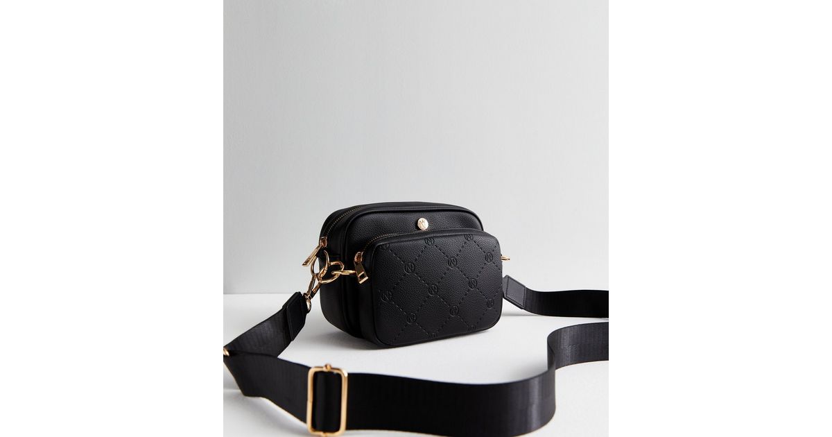 Black Double Cross Body Camera Bag | New Look