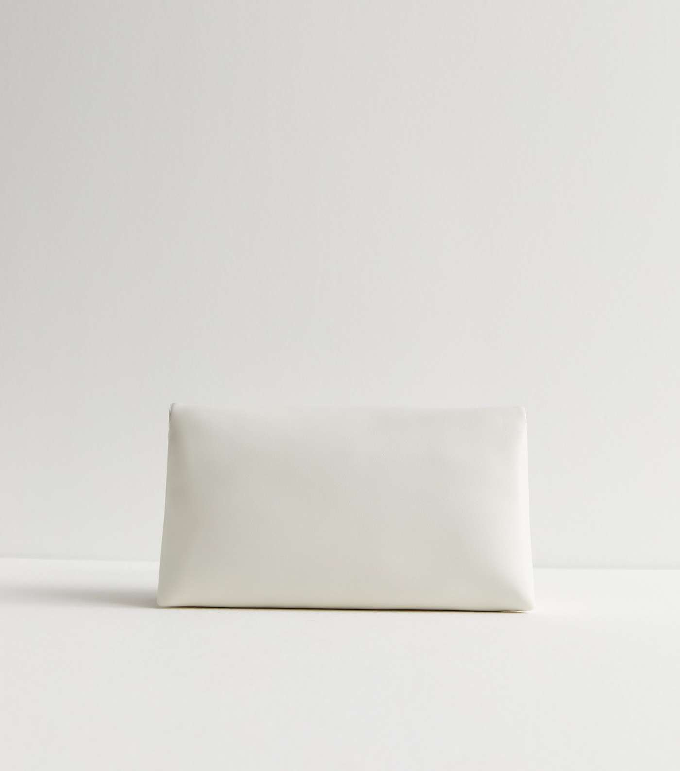 Cream Leather-Look Clutch Bag Image 4