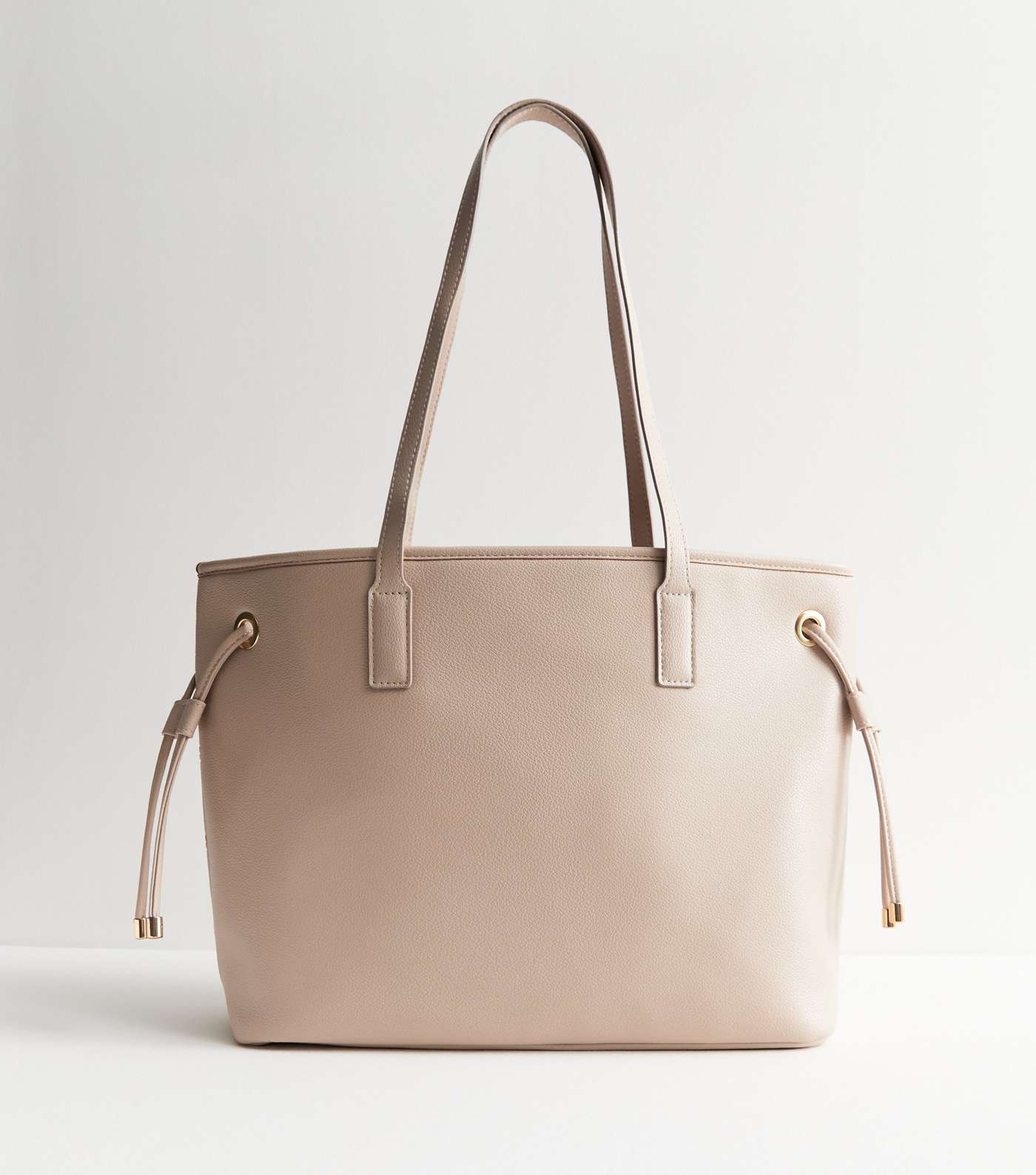 Pale Pink Leather-Look Debossed Tote Bag Image 4