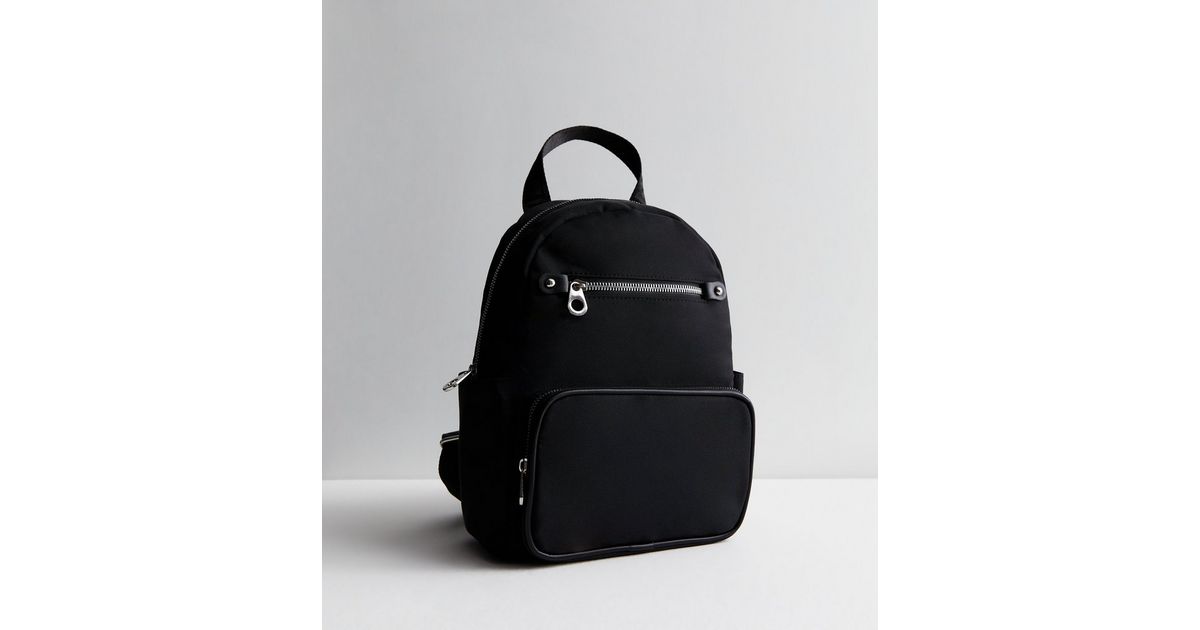 Black Zip Front Midi Backpack | New Look