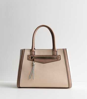 Stone Leather-Look Colour Block Tote Bag