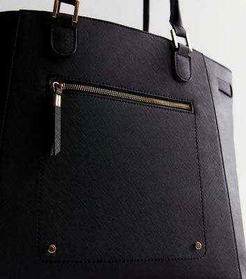 Black leather tote online purse