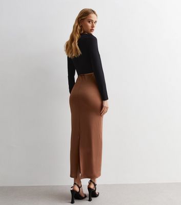 Rust Slinky Jersey High Waist Midi Skirt New Look
