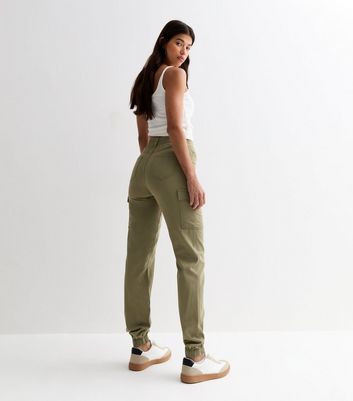 Tall Khaki Denim Cuffed Cargo Trousers | New Look