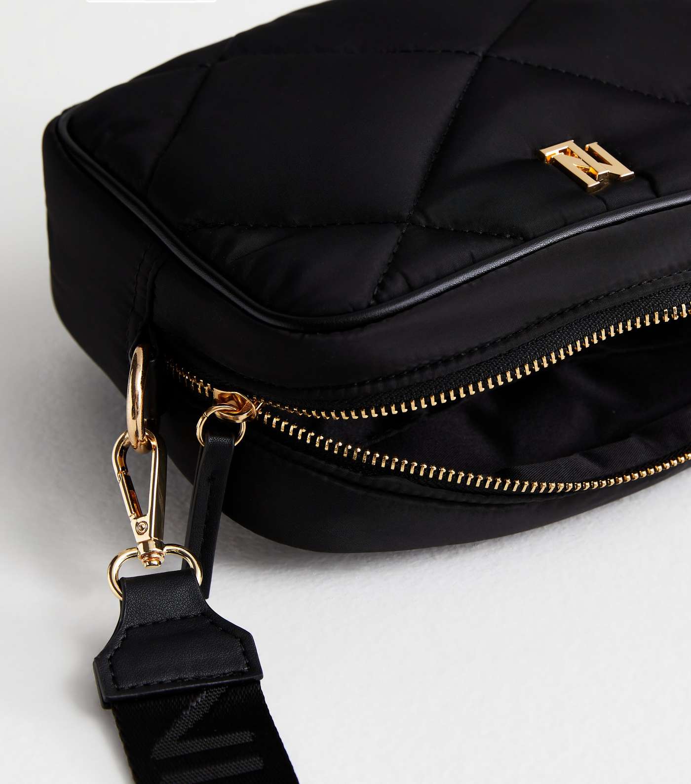 Black Quilted Camera Cross Body Bag Image 5
