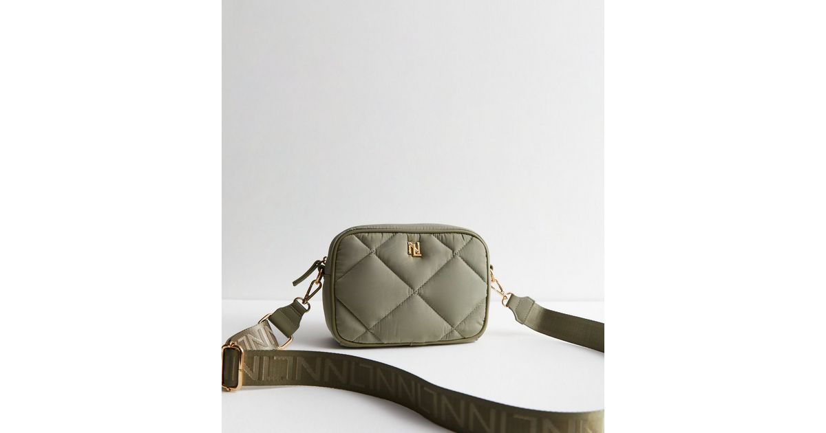 Olive Quilted Camera Cross Body Bag | New Look