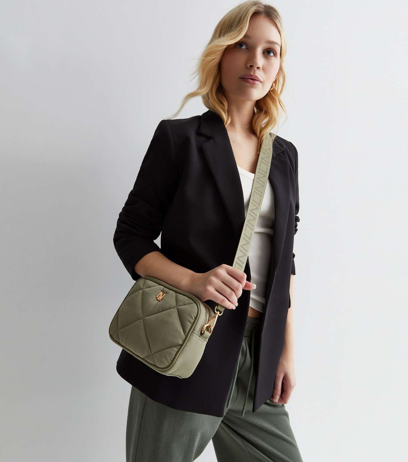 Olive Quilted Camera Cross Body Bag Image 2