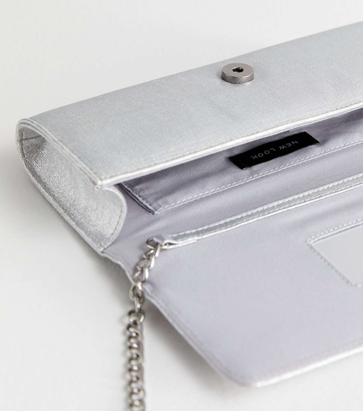 Silver Glitter Clutch Bag Image 5