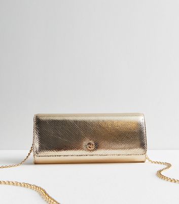 Gold clutch bag new on sale look