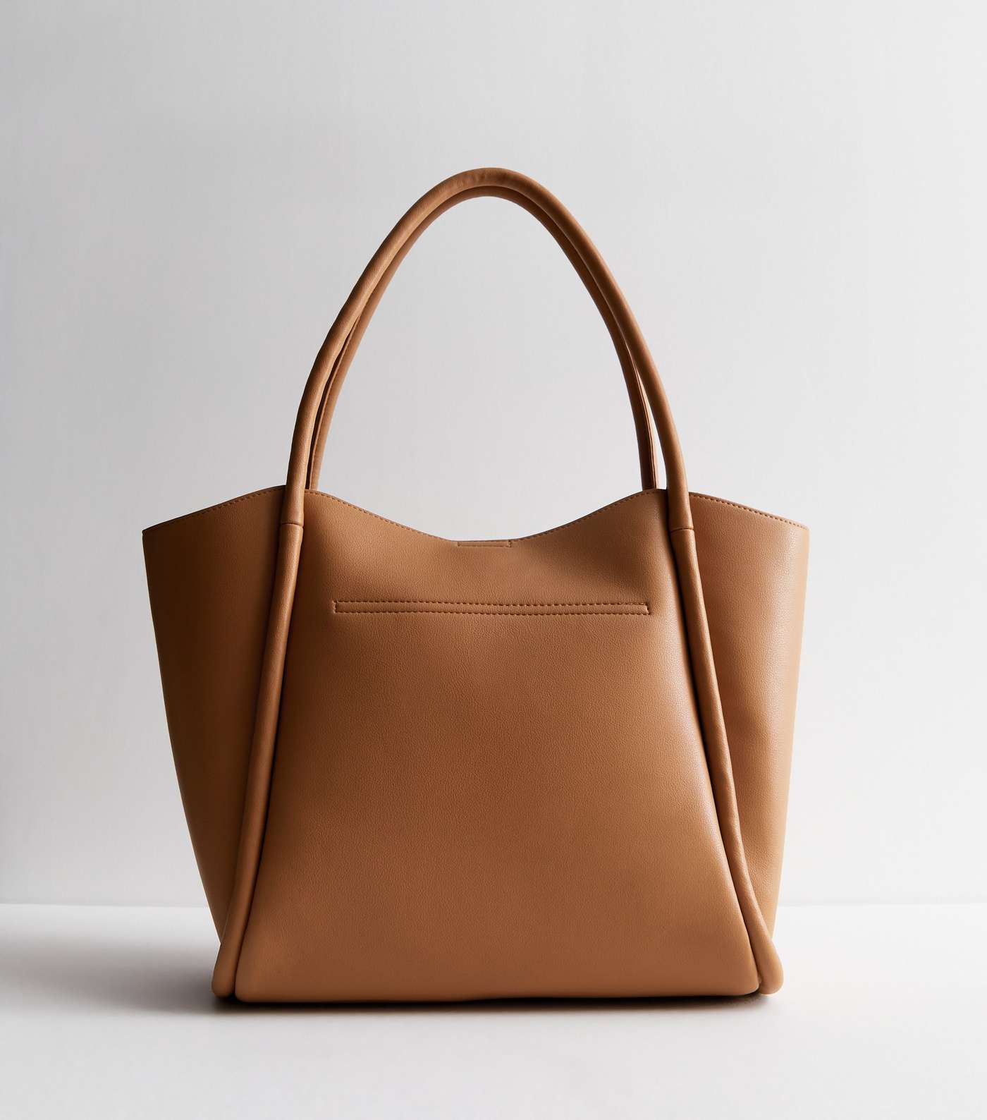 Tan Leather-Look Rolled Seam Tote Bag Image 4