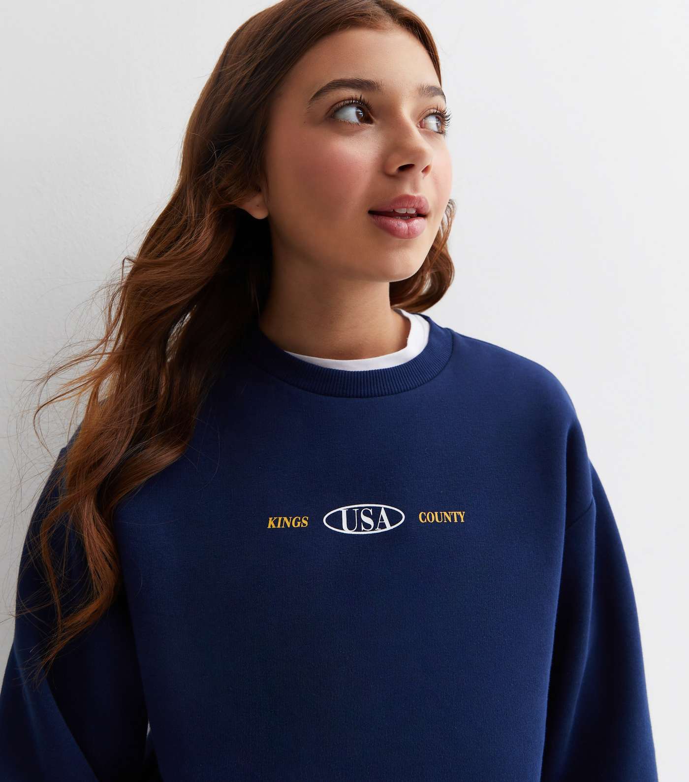 Girls Navy Brooklyn Front and Back Logo Sweatshirt Image 2
