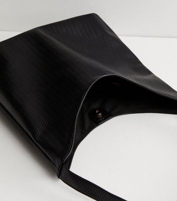 Black Woven LeatherLook Shoulder Bag New Look
