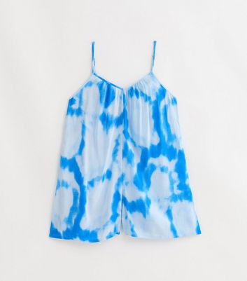 Girls Blue Tie Dye Beach Playsuit New Look