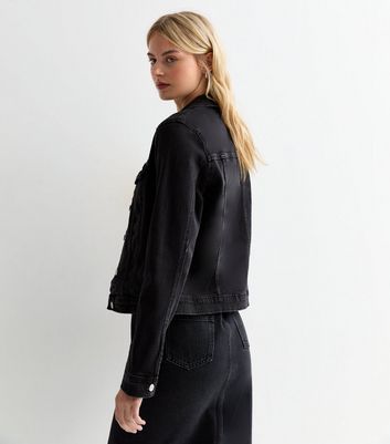 Black denim jacket womens new look hotsell