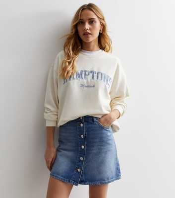 Blue Denim Button Front Mini Skirt
