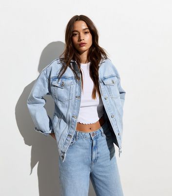 Pale Blue Oversized Denim Jacket New Look