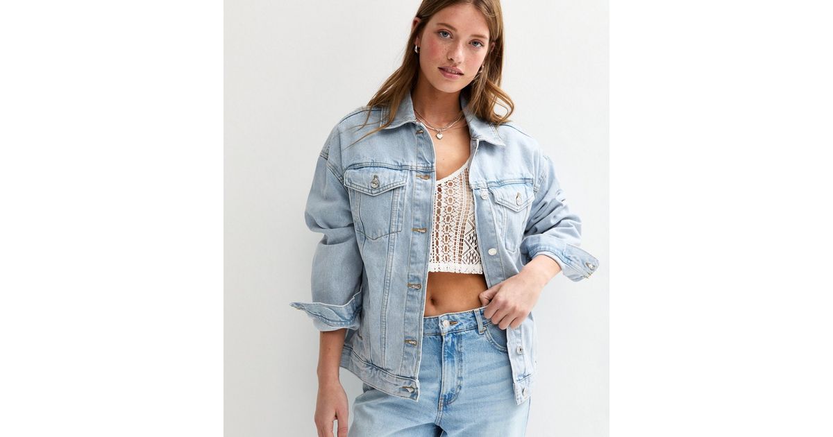 Pale Blue Oversized Denim Jacket New Look