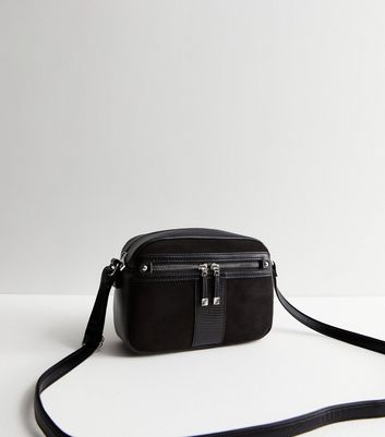 Black Suedette Large Camera Cross Body Bag New Look