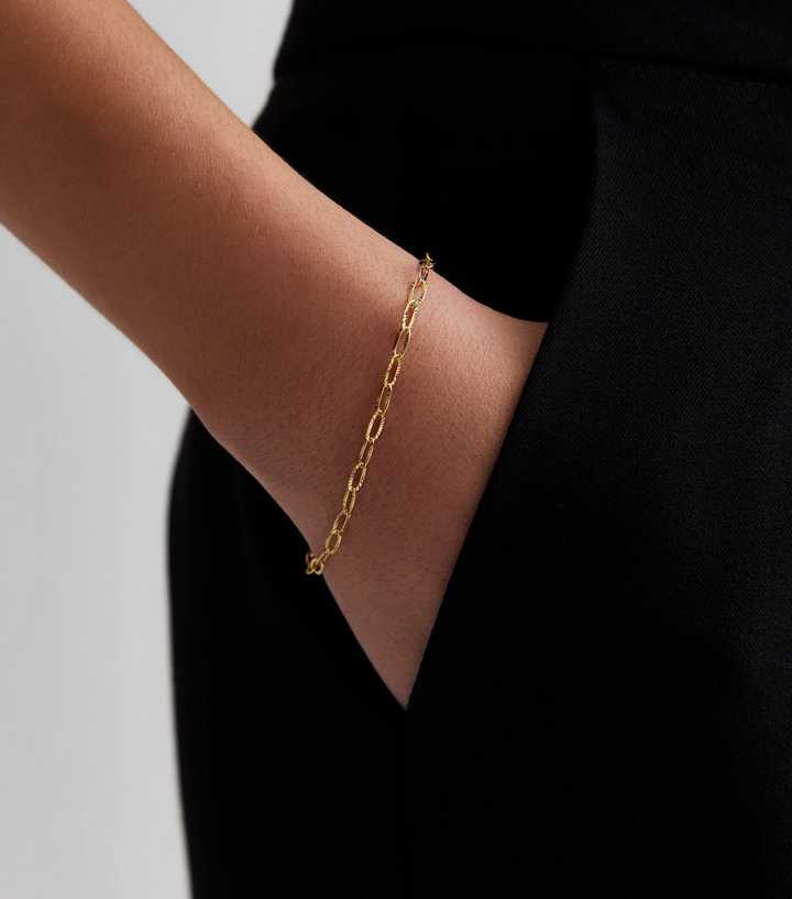 18ct Gold Plated Textured Chain Bracelet