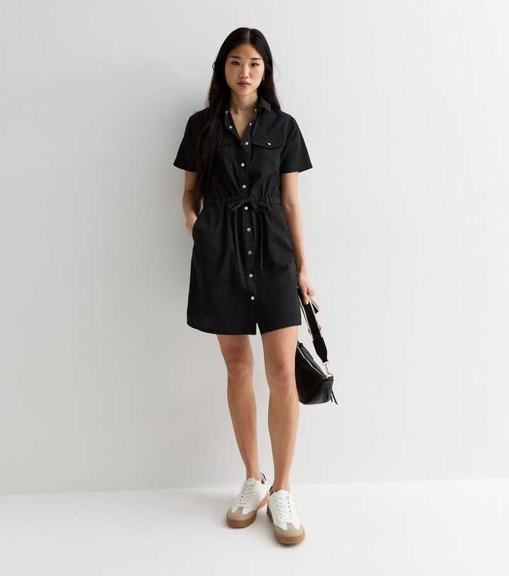 black mini dress with lace trim Women's Captured Your Desire Lace Trim Mini Dress in Black/Ivory main image 1