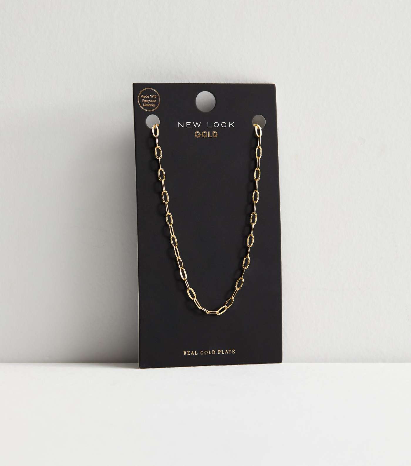 Real Gold Plate Textured Chain Necklace Image 3