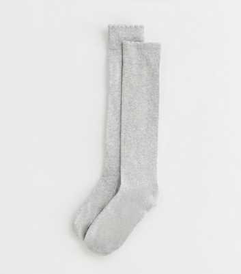 2 Pack Pale Grey Knee High Frill Socks