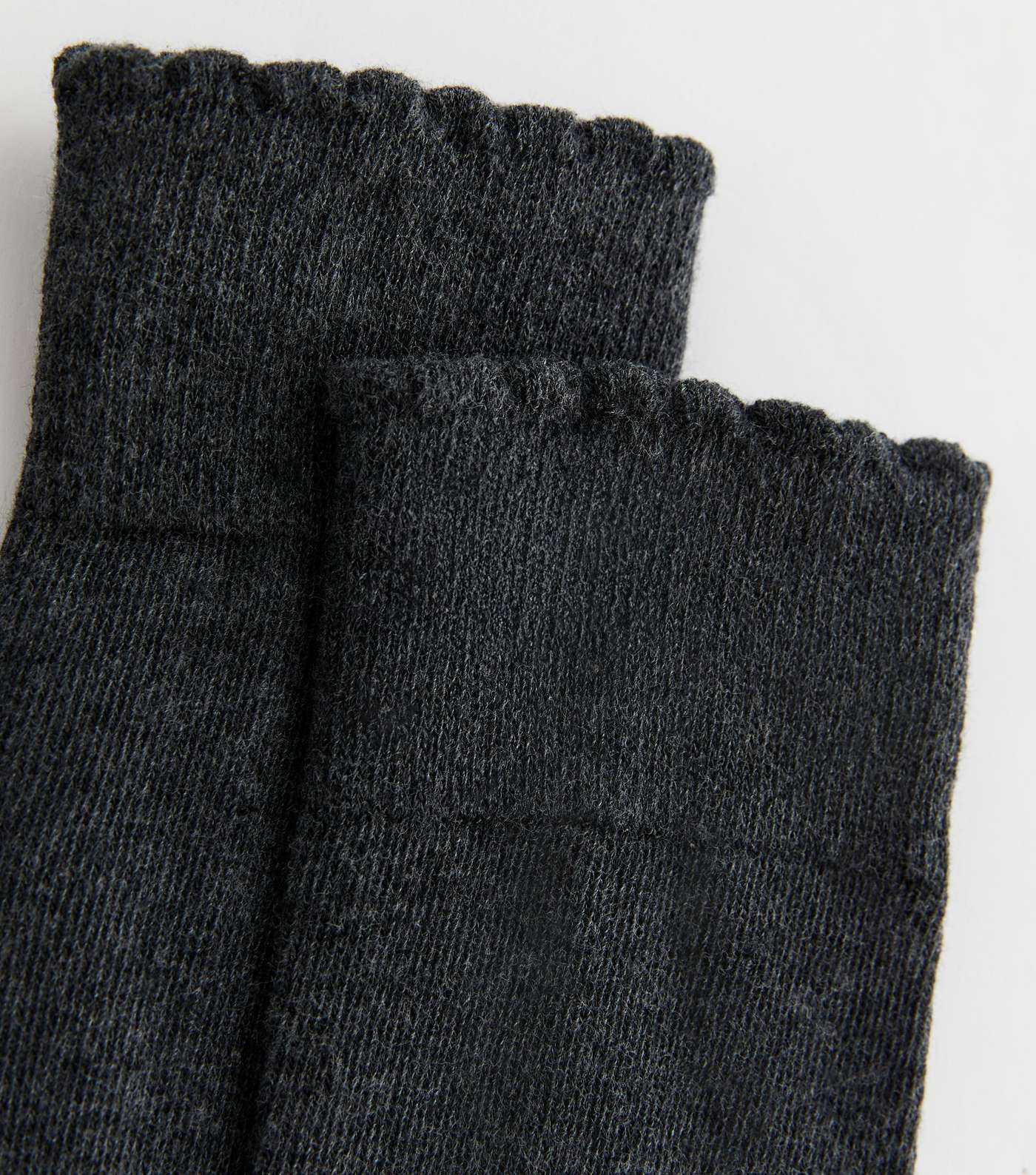 2 Pack Dark Grey Knee High Frill Socks Image 2