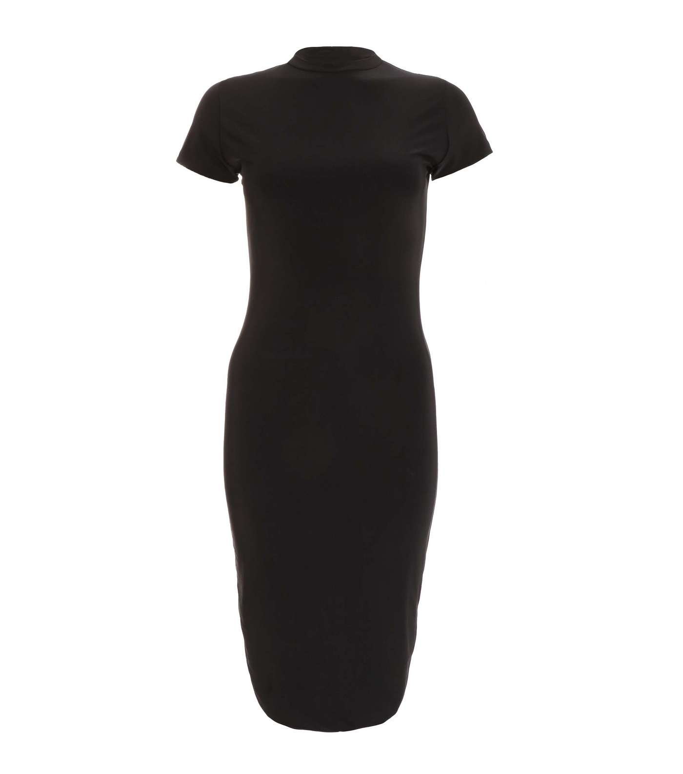 QUIZ Petite Black Jersey High Neck Midi Dress Image 4