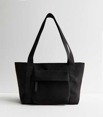 Black Pocket Front Tote Bag